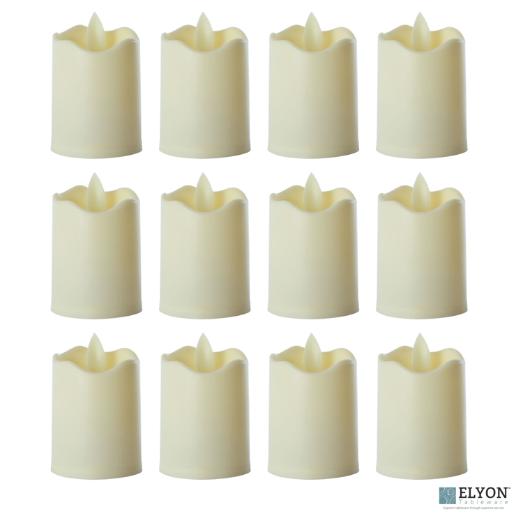 LED Flameless Short Pillar Flicker Candles, 12 Pack, Ivory - pack