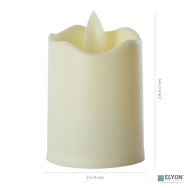LED Flameless Short Pillar Flicker Candles, 12 Pack, Ivory - size