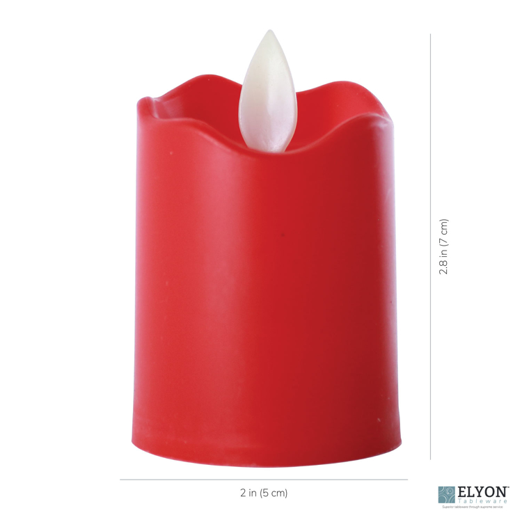LED Flameless Short Pillar Flicker Candles, 12 Pack, Red - size