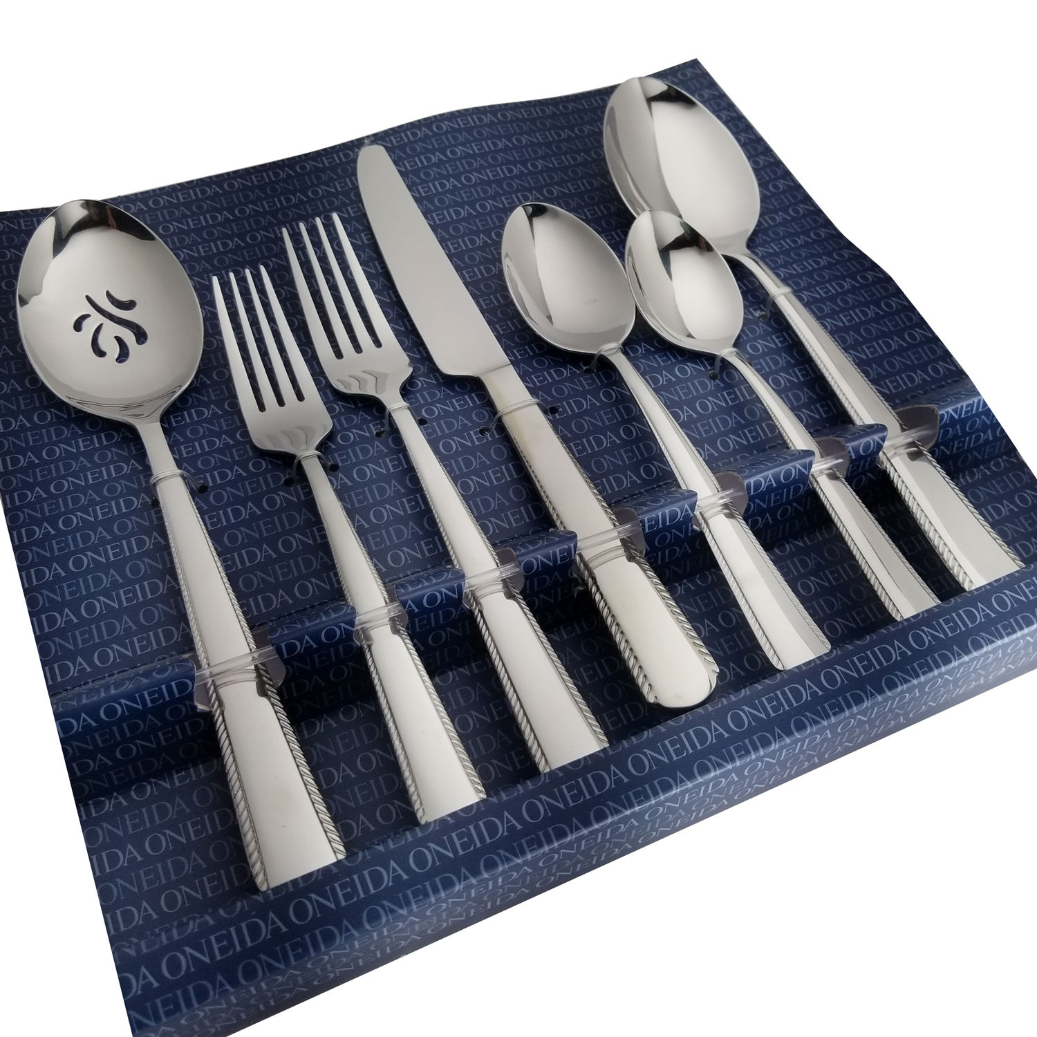 Oneida 42-Piece Stainless Steel Silver Gable Flatware Set, Service For ...