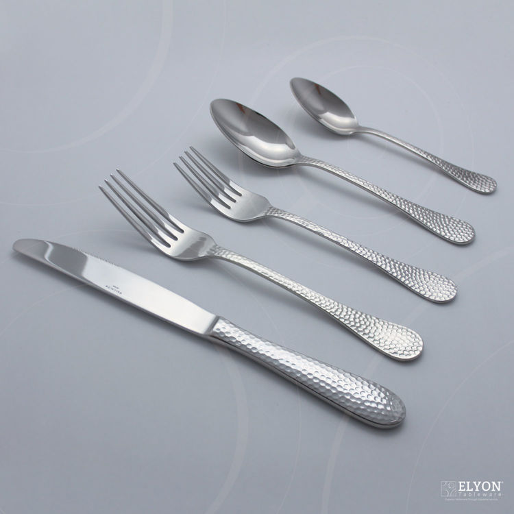 Wallace 65-Piece Stainless Steel Continental Hammered Flatware Set, Service For 12 | Elyon Tableware
