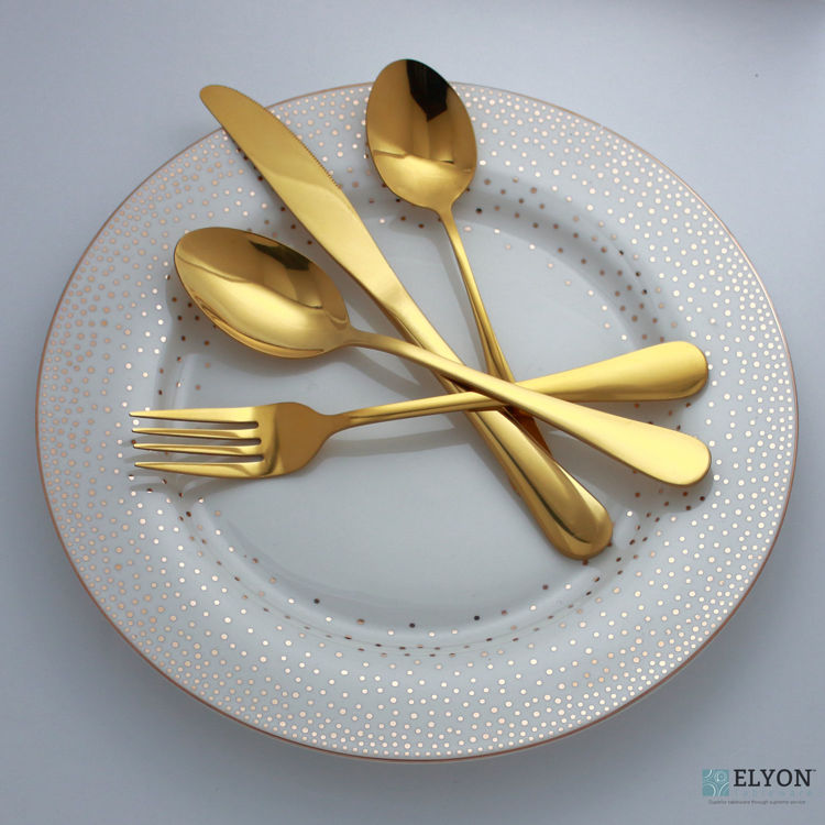 Reflective gold flatware - cutlery - stainless steel - set - Plate