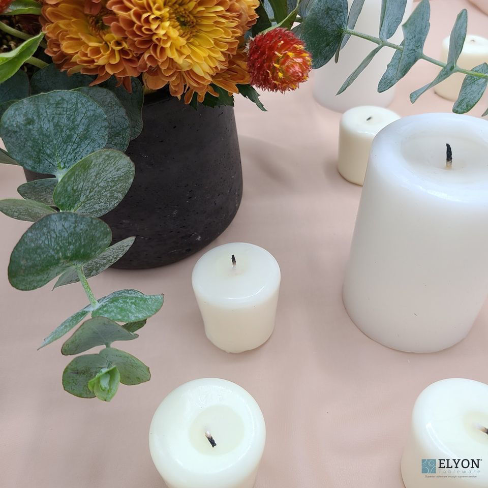 6 White Unscented Wax Pillar Candles, 40 Hours Burn Time. Elyon
