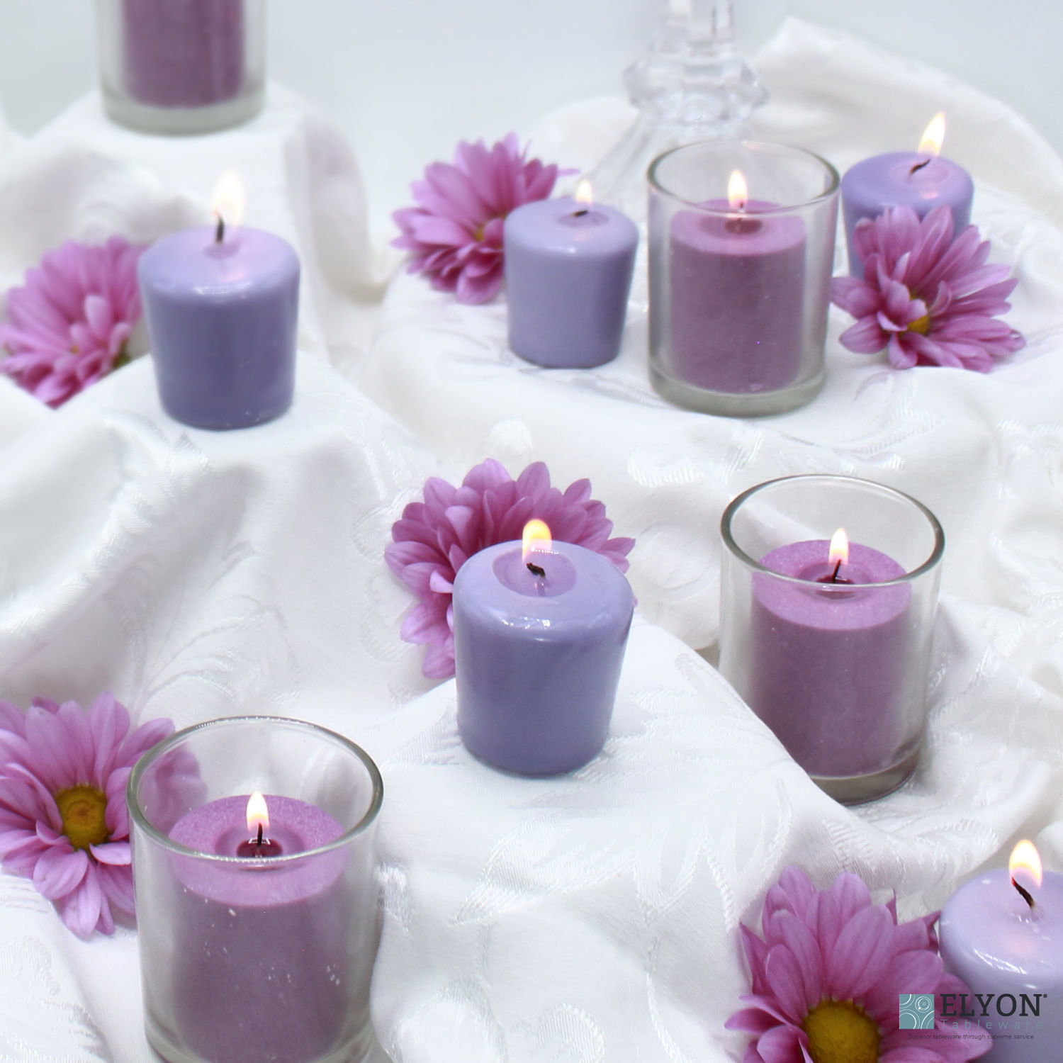 18 Assorted Colored Unscented Wax Votive Candles in Glass Holder, 24