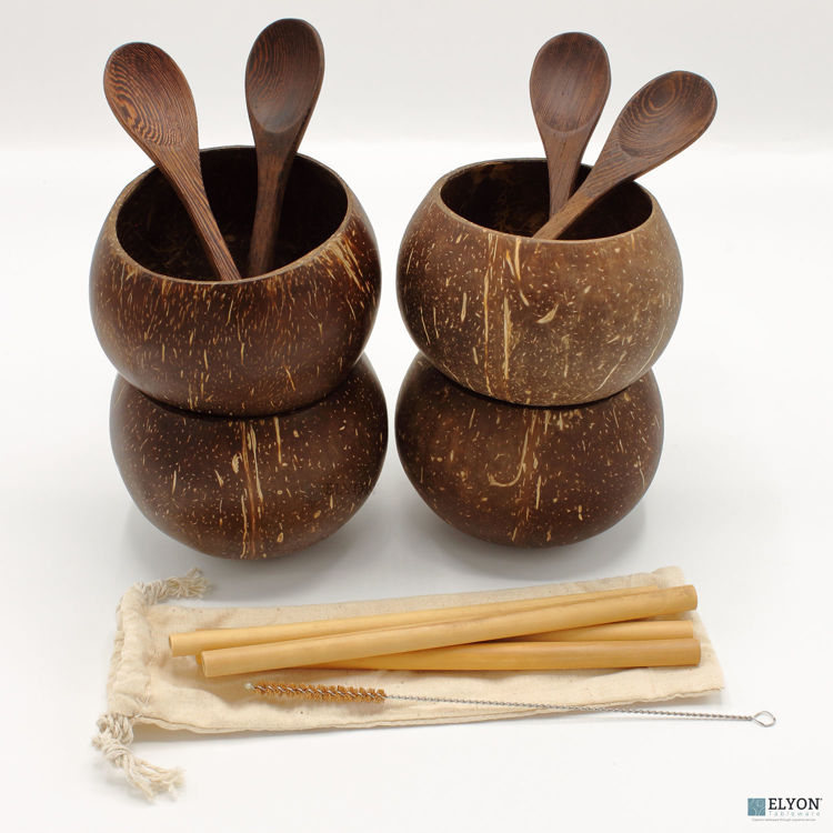 Large Handmade Natural Coconut Shell Cup Set	