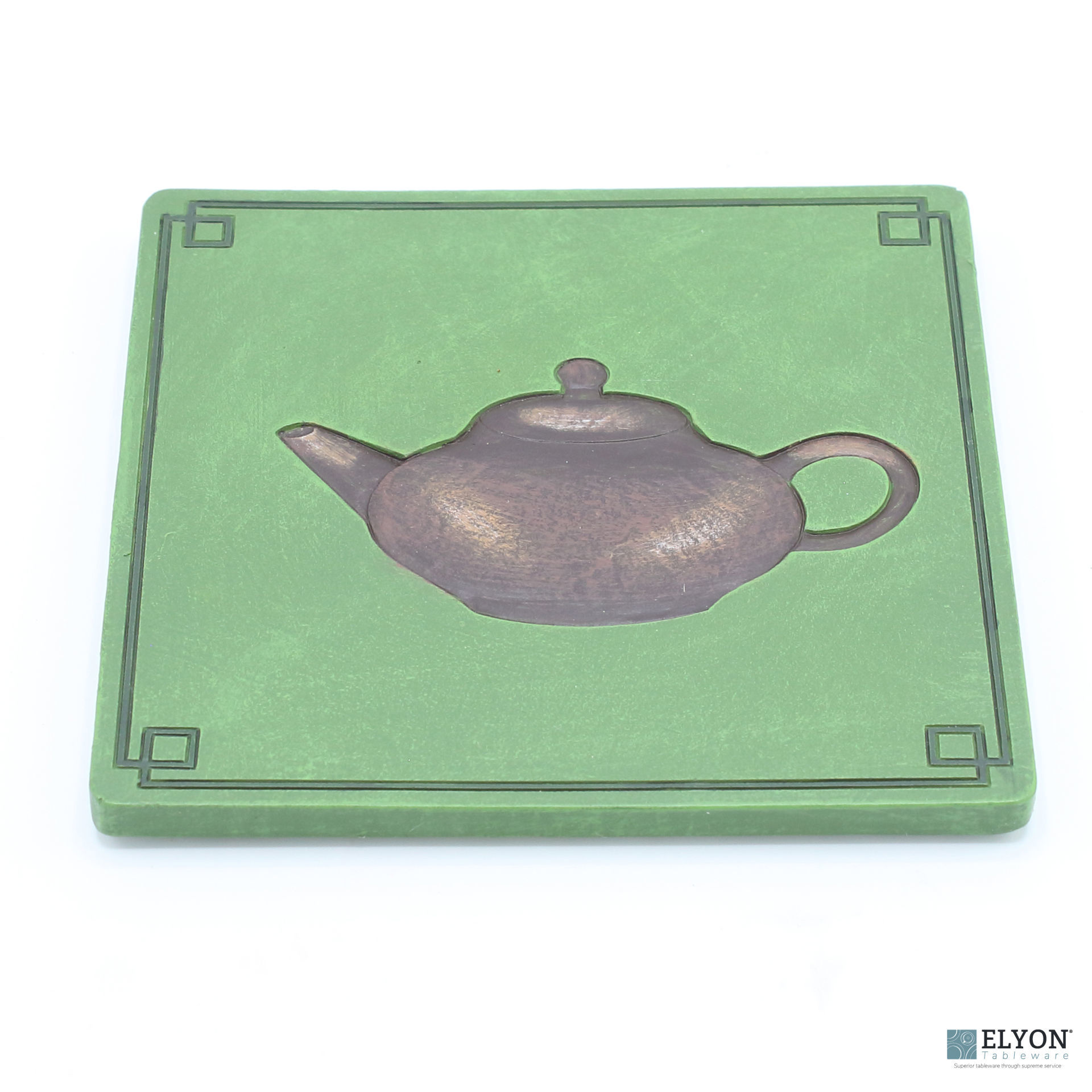 Hand Painted Resin 3D Teapot Coaster Set, Stand with 4 Coasters, A