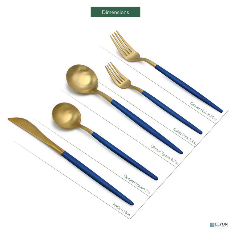 Flatware Set, Stainless Steel, Blue Thin Handles, Service For 4