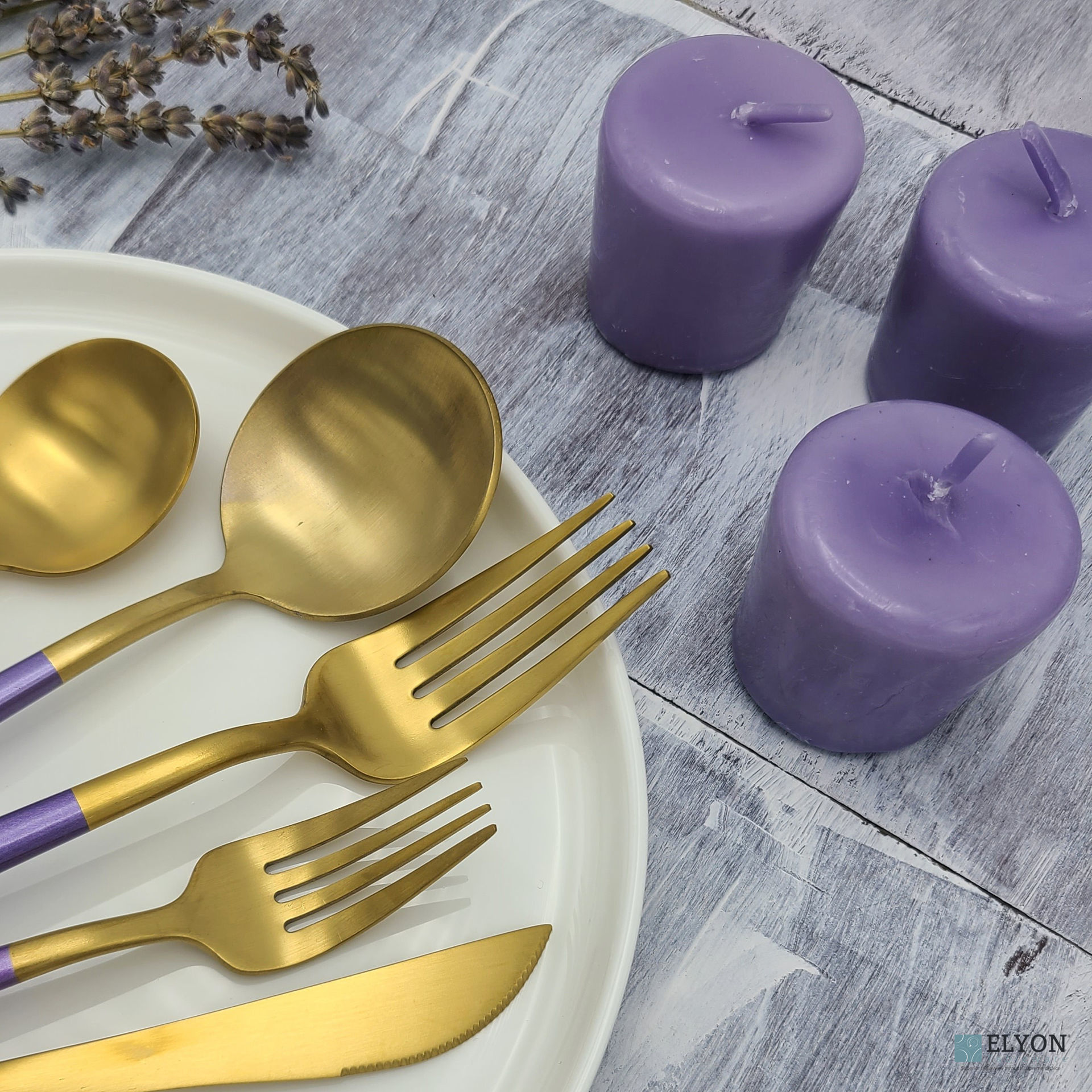 24 Lavender Unscented Wax Votive Candles, 15 Hours Burn Time. Elyon