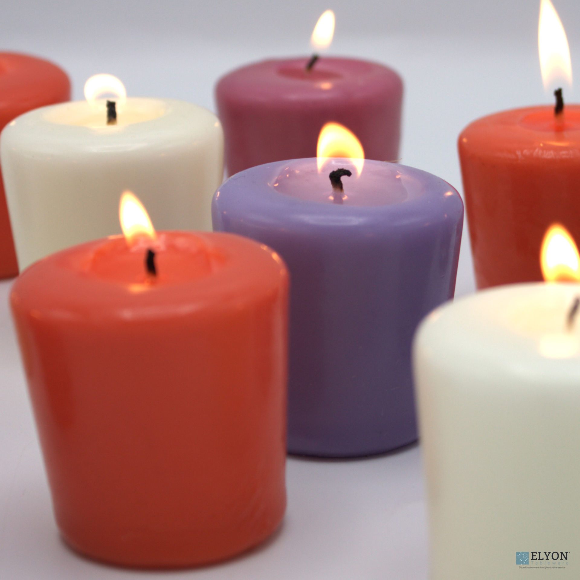 24 Assorted Colored Unscented Wax Votive Candles, 15 Hours Burn Time