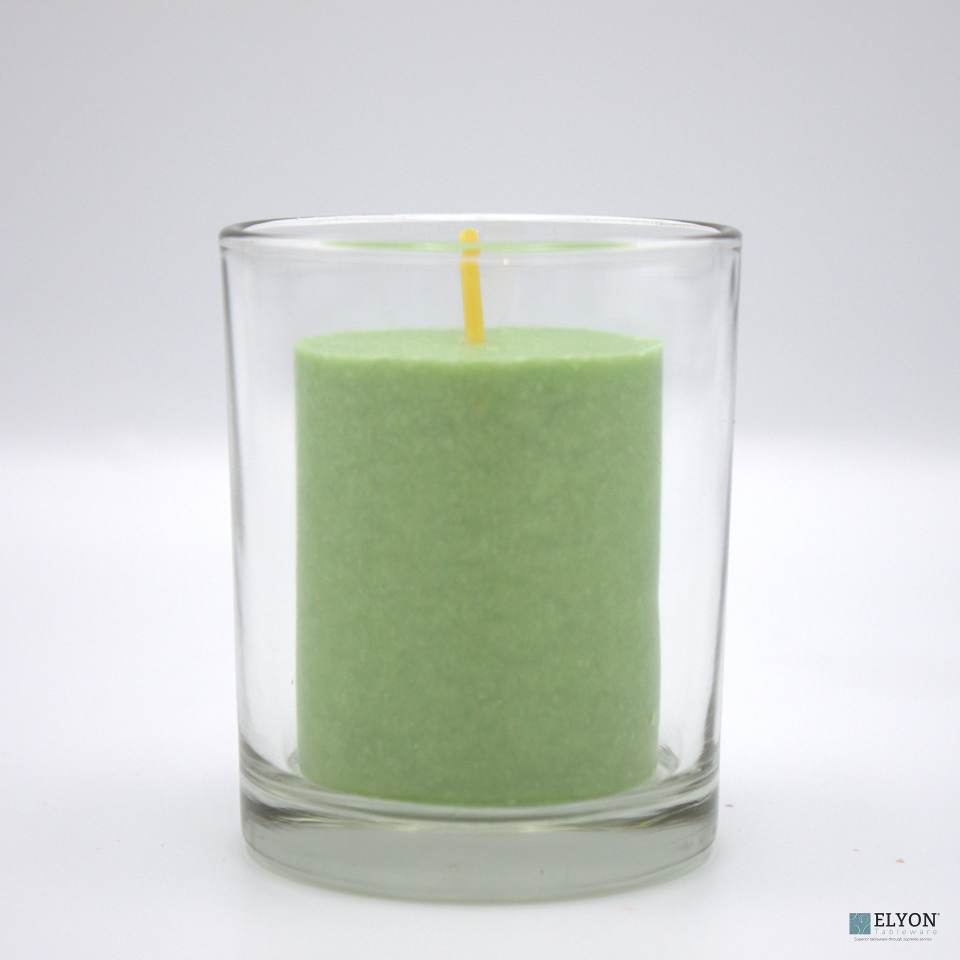 18 Green Colored Unscented Wax Votive Candles in Glass Holder, 24 Hours