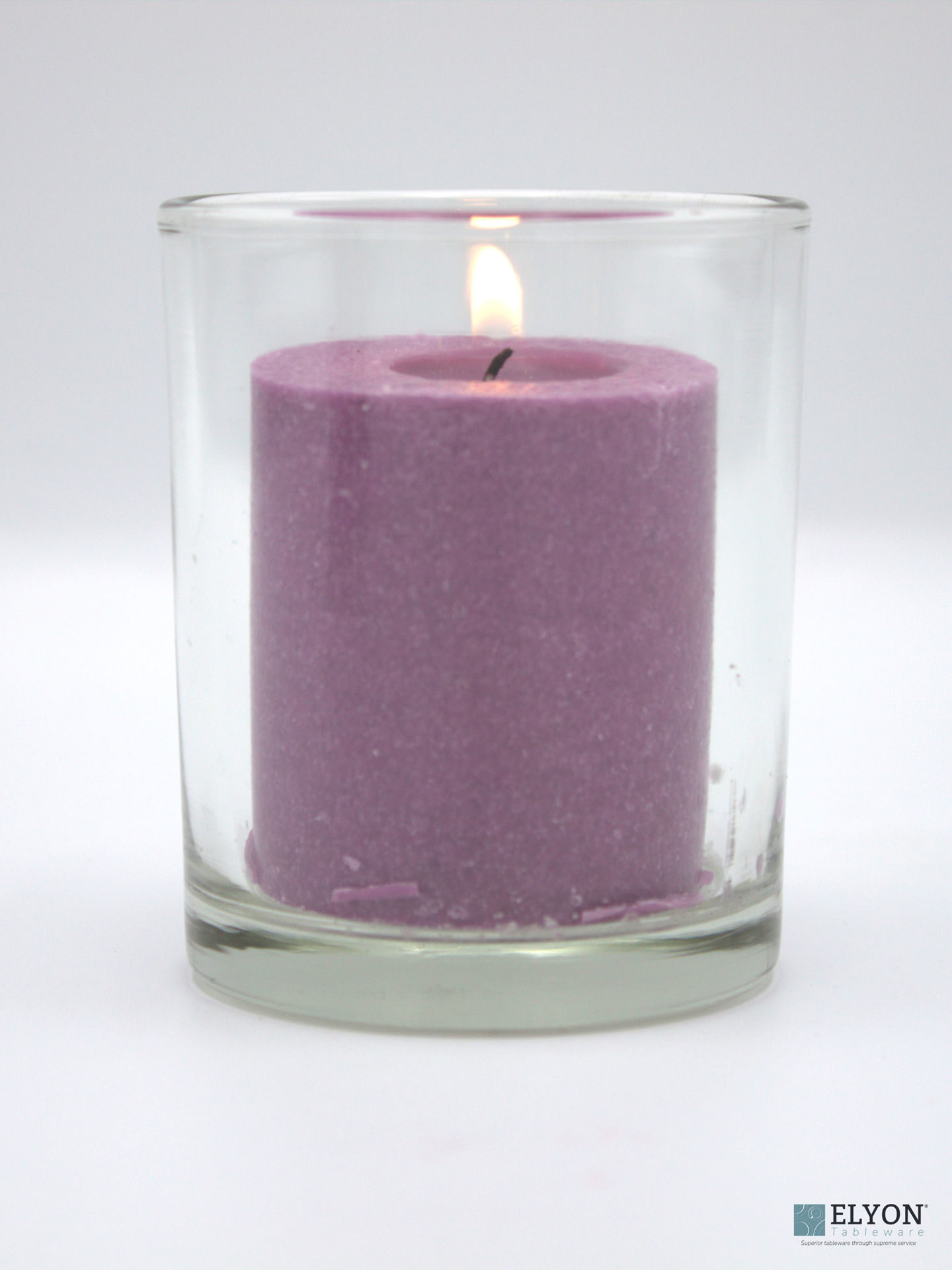 18 Purple Colored Unscented Wax Votive Candles in Glass Holder, 24