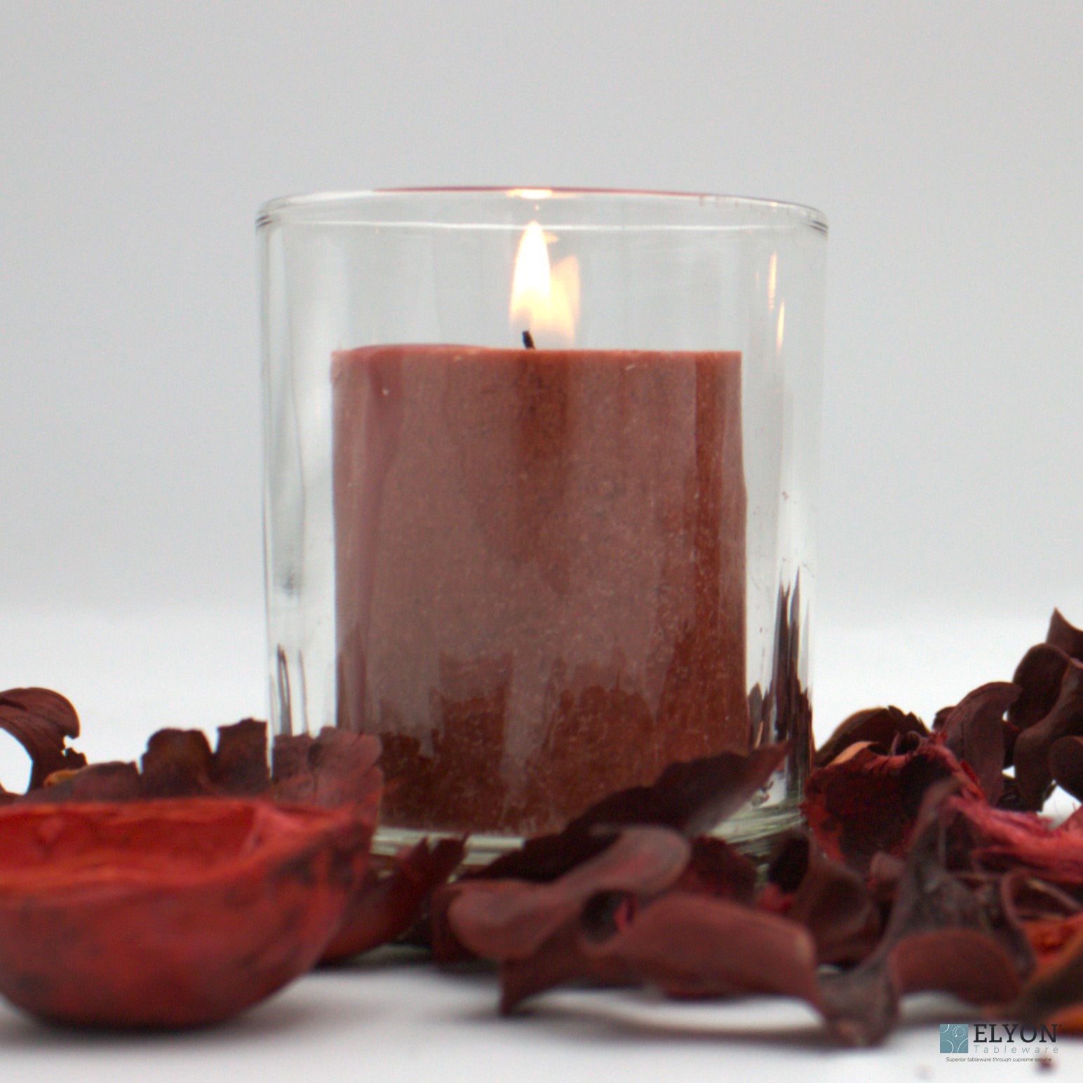 18 Red Colored Unscented Wax Votive Candles in Glass Holder, 24 Hours