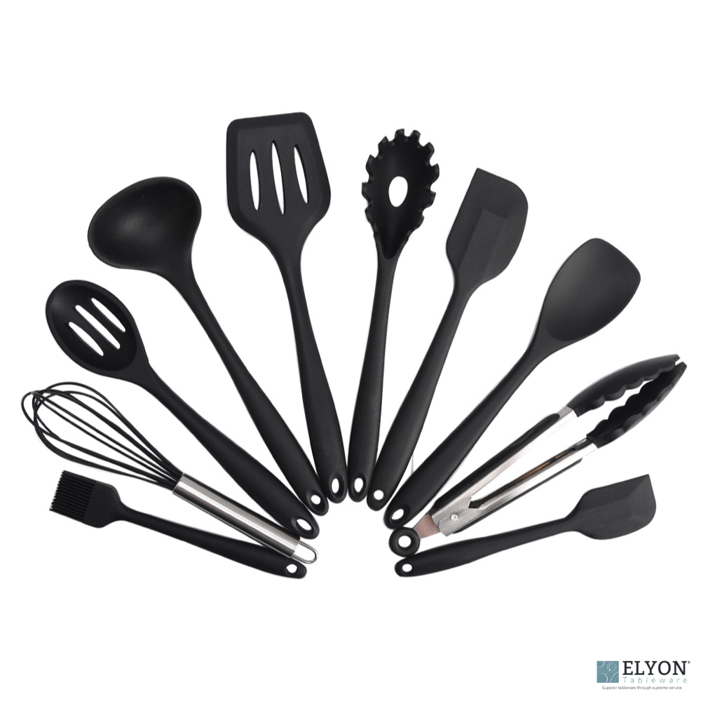 Best Modern 10piecesiliconkitchencookingutensilssetBlack. Elyon