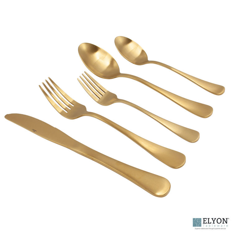 20-Piece Matte Gold Flatware Set, Stainless Steel, Service For 4