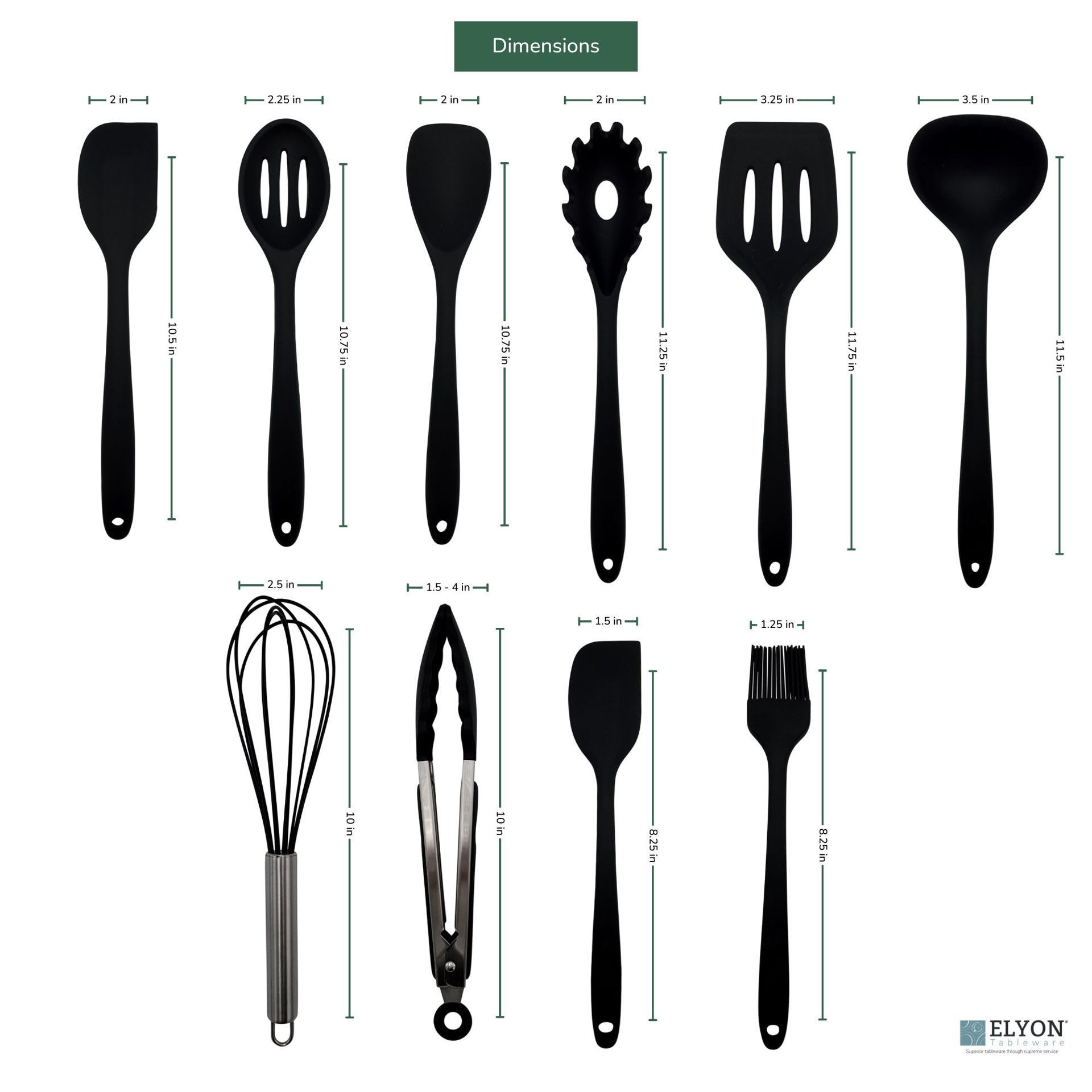 Best Modern 10piecesiliconkitchencookingutensilssetBlack. Elyon