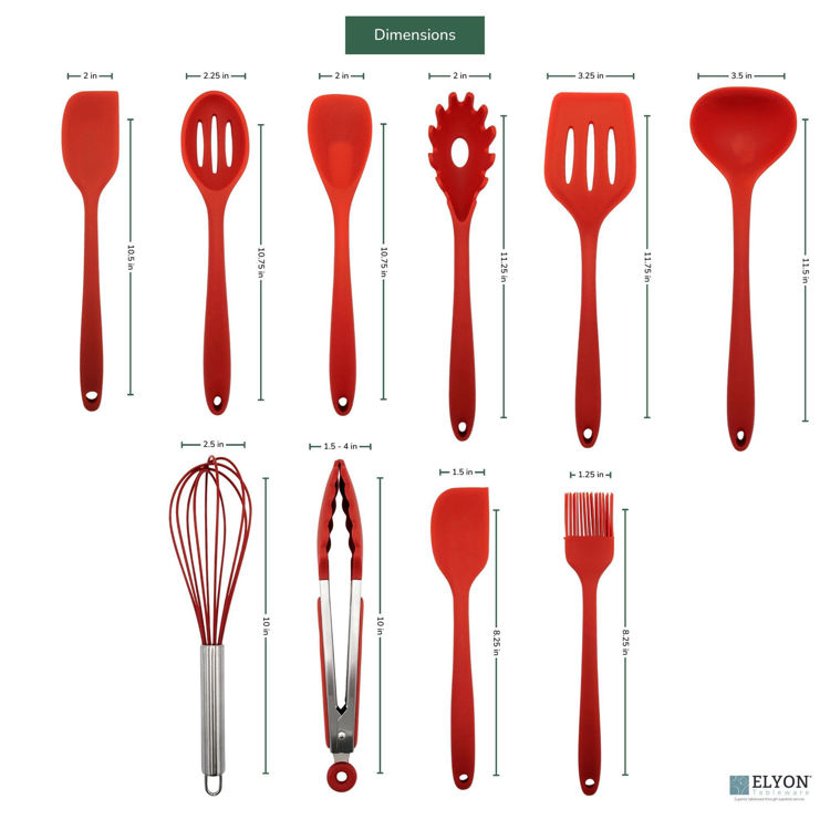 Elyon Tableware, 10 Piece Silicon Kitchen Cooking Utensils Set, Red