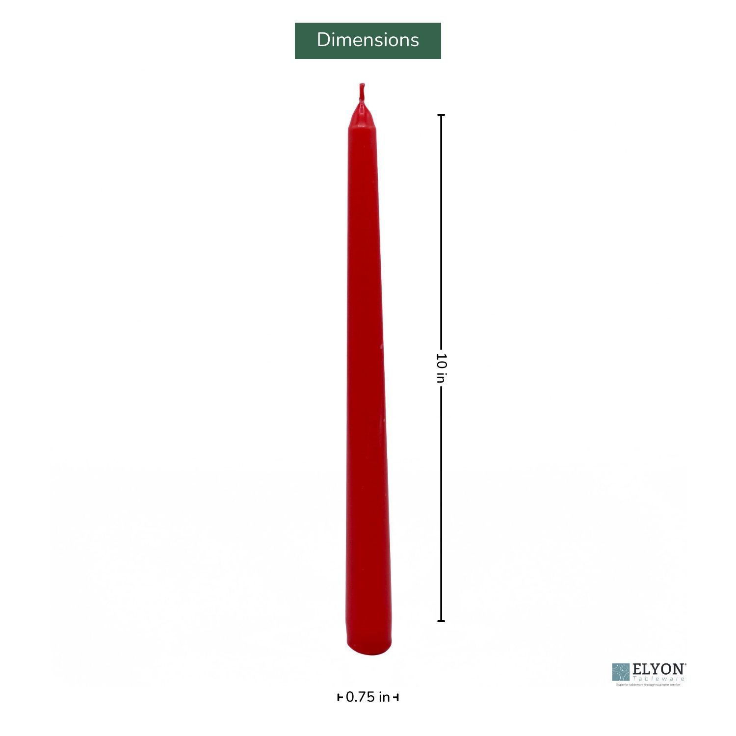 25 Red Unscented Wax Taper Candles, 8 Hour Burn Time. Elyon Tableware ...