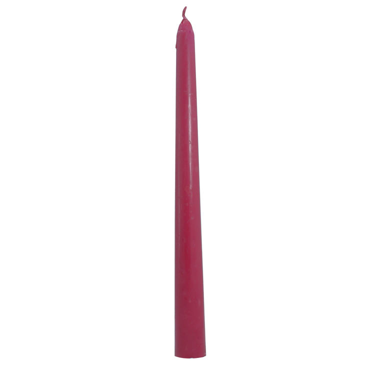 Picture of 25 Mauve Unscented Wax Taper Candles, 8 Hour Burn Time
