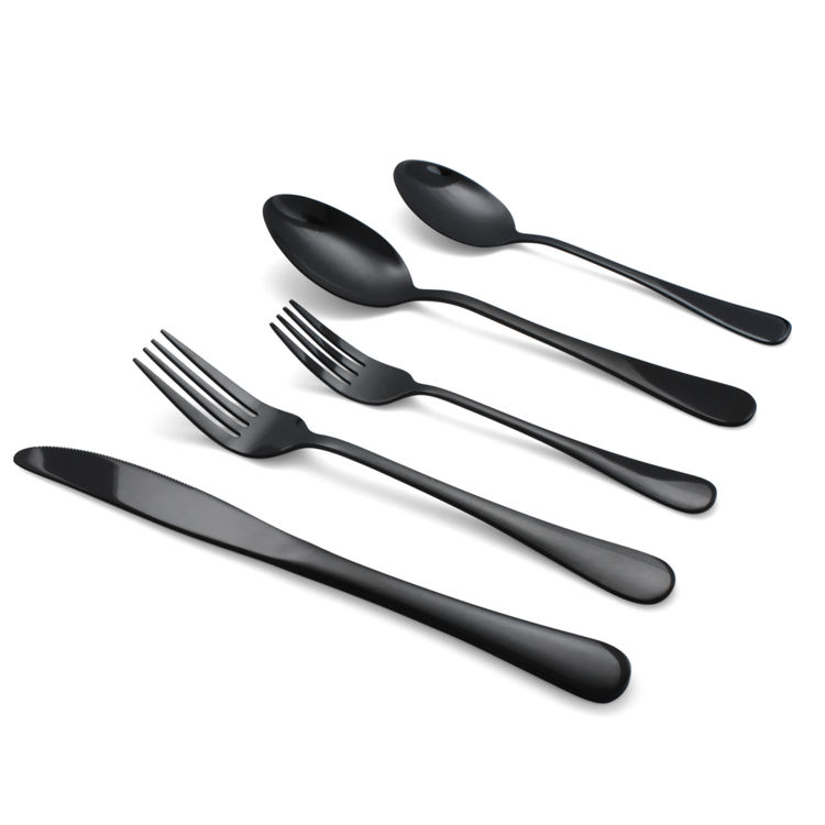 Reflective black flatware - cutlery - stainless steel - set	