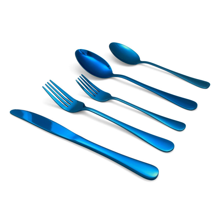 Reflective blue flatware - cutlery - stainless steel - set	