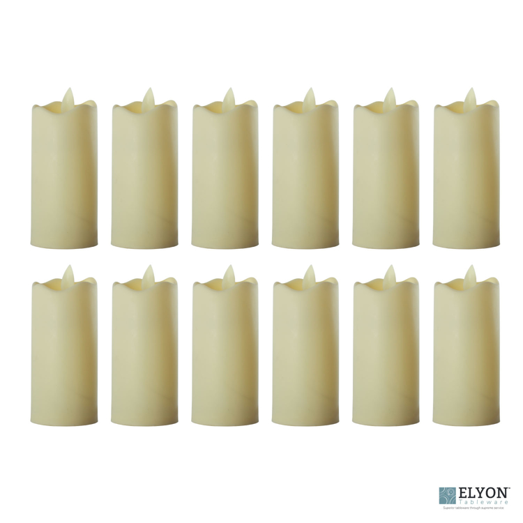 LED Flameless Tall Pillar Flicker Candles, 12 Pack, Ivory - pack