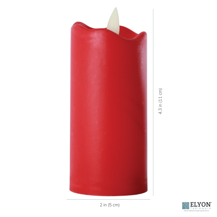 LED Flameless Tall Pillar Flicker Candles, 12 Pack, Red - size