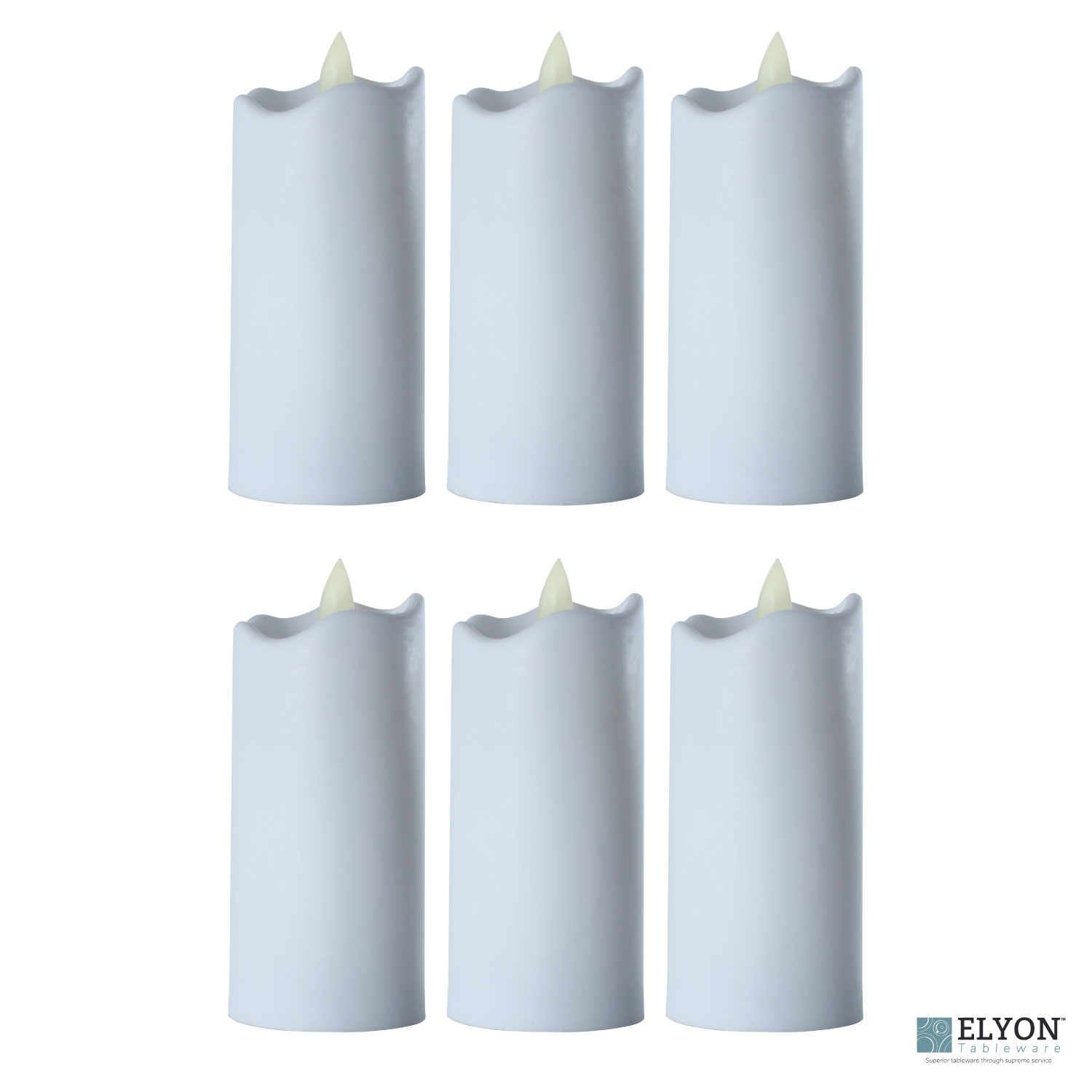 LED Flameless Tall Pillar Flicker Candles, 6 Pack, White. Elyon