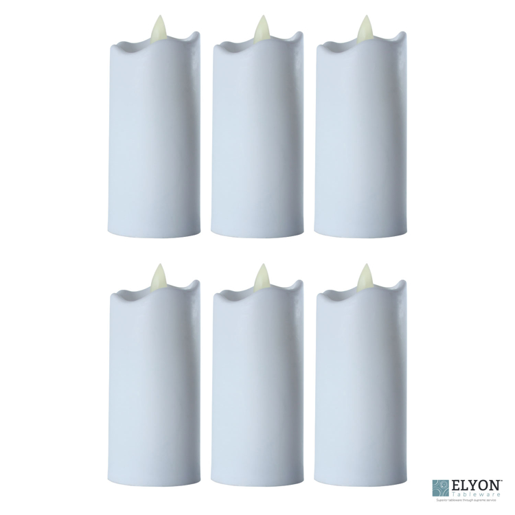 LED Flameless Tall Pillar Flicker Candles, 6 Pack, White