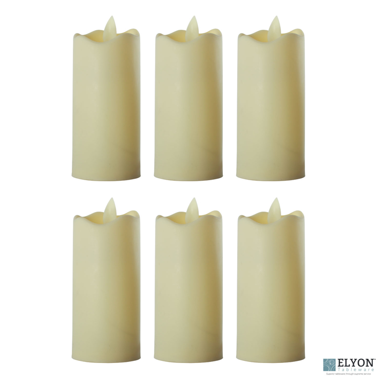 LED Flameless Tall Pillar Flicker Candles, 6 Pack, Ivory