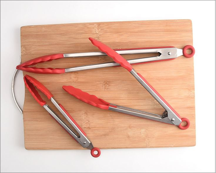 3 Piece Kitchen Tong with Silicone Tip (7”, 9”, 12”), Stainless Steel