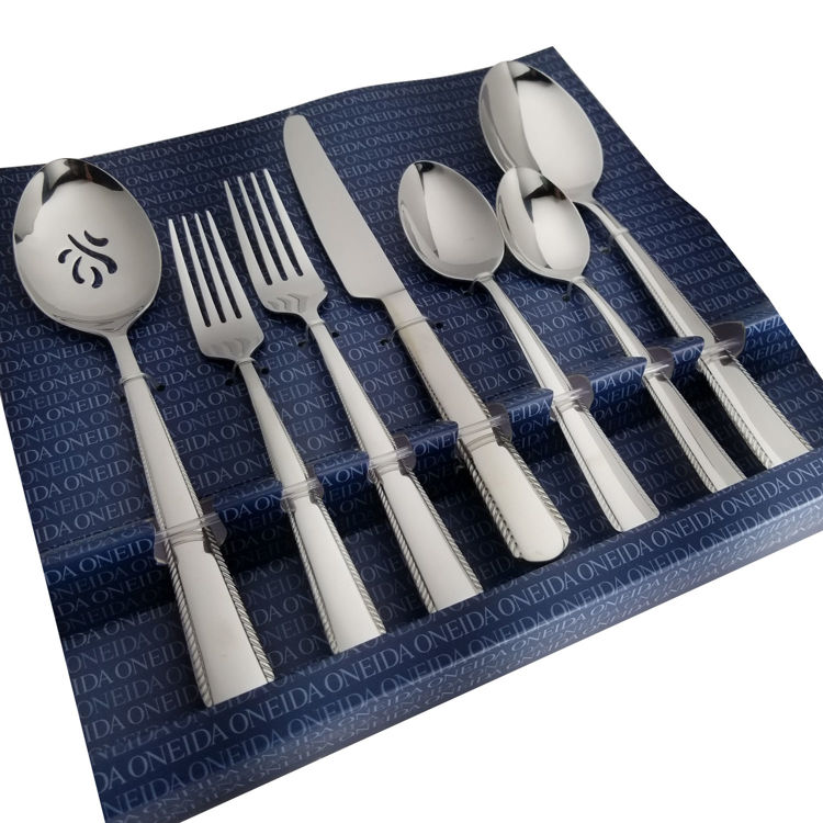 Oneida 42-Piece Stainless Steel Silver Gable Flatware Set, Service For 8