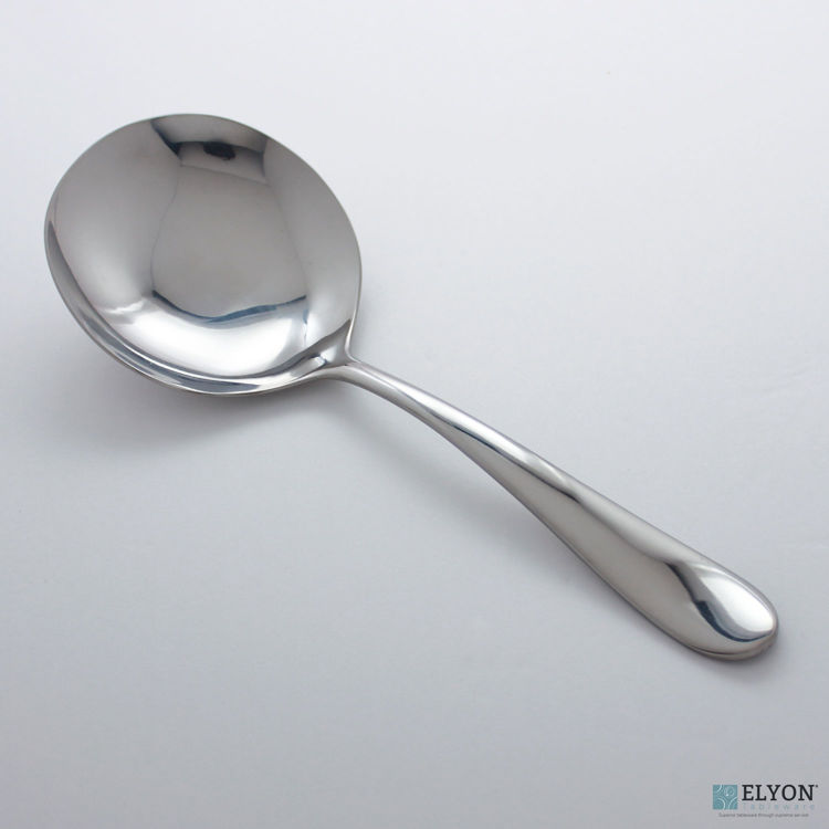 Splendide Alpia Large Round Serving Spoon Stainless Steel, 1 Piece Serving Set | Elyon Tableware