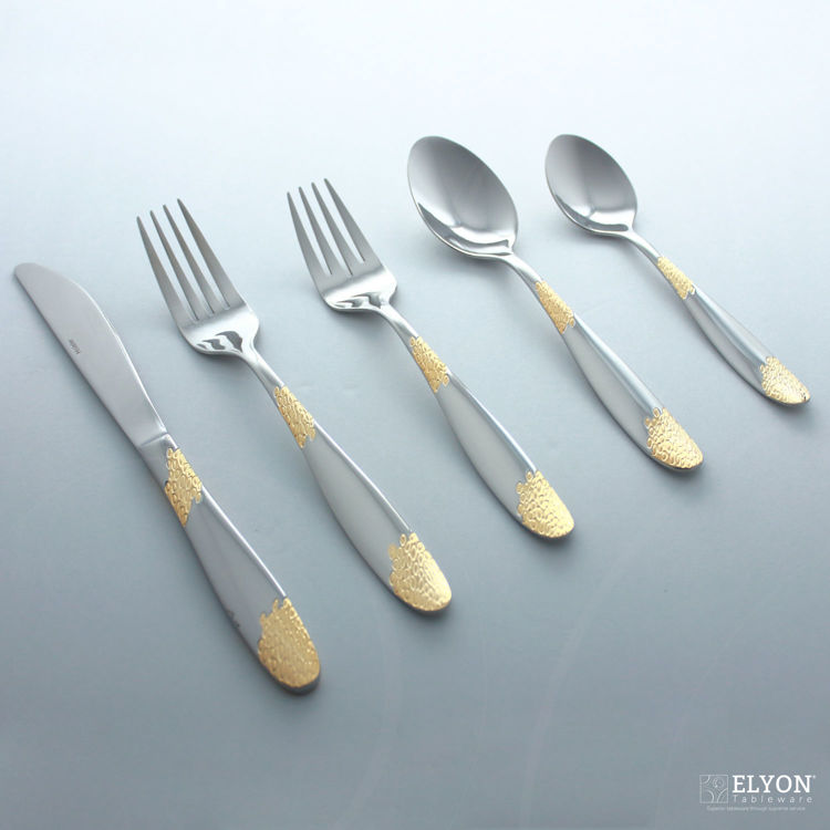 Metropolitan 20-Piece Stainless Steel Dew Gold Flatware Set, Service for 4 | Elyon Tableware