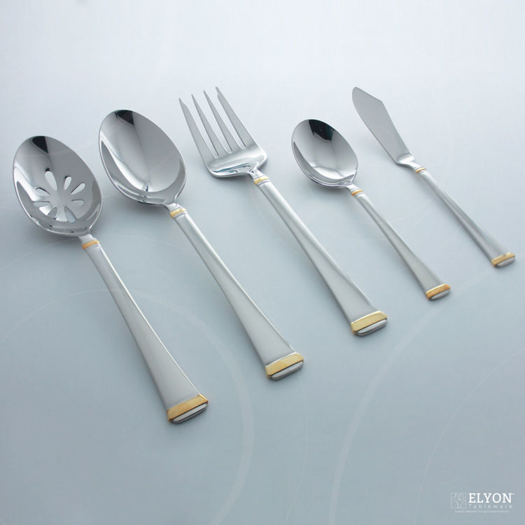 Mikasa 65-Piece Stainless Steel Gold-Accent Harmony Flatware Set, Service For 12  | Elyon Tableware