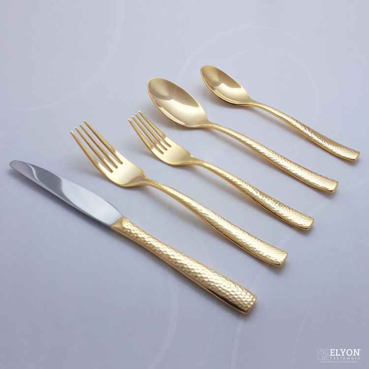 Museum 20-Piece Stainless Steel Vital Full Gold Flatware Set, Service for 4 | Elyon Tableware