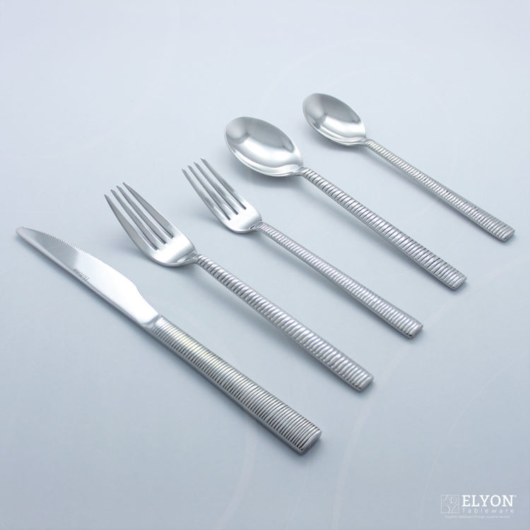 Museum 20-Piece Stainless Steel Saturn Mirror Flatware Set, Service for 4 | Elyon Tableware