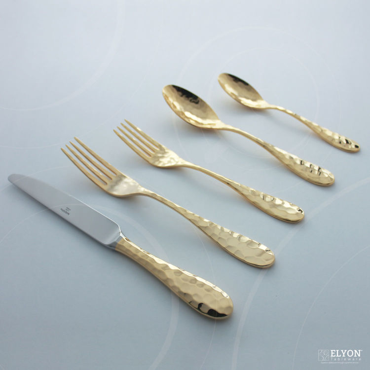 Mikasa 20-Piece Stainless Steel Gold Plated Lilah Flatware Set, Service for 4 | Elyon Tableware