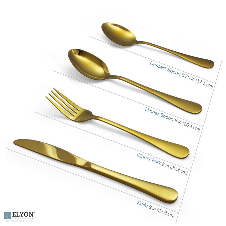 Reflective Gold Flatware Set, Stainless Steel, Service For 4