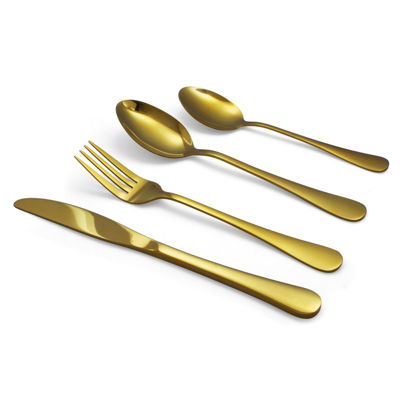 Reflective gold flatware - cutlery - stainless steel - set	 Reflective gold flatware - cutlery - stainless steel - set