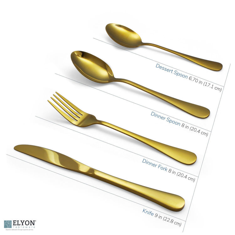 Reflective Gold Flatware Set, Stainless Steel, Service For 4