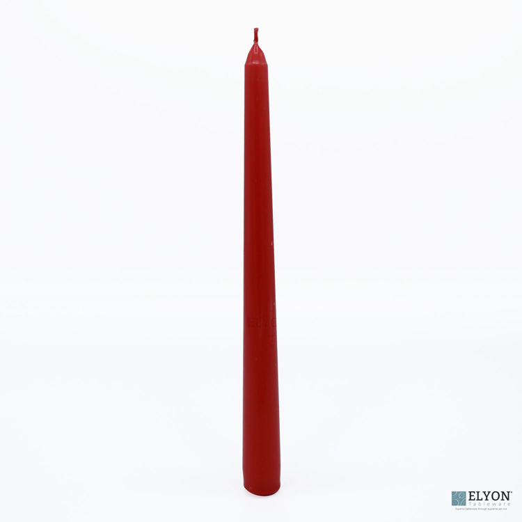 Picture of 25 Red Unscented Wax Taper Candles, 8 Hour Burn Time
