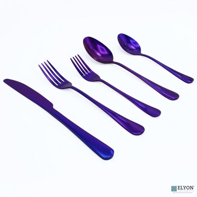 reflective-holographic-purple_logo Picture of Elyon Luly Reflective Holographic Purple 20-Piece Flatware Set, Stainless Steel, Service For 4