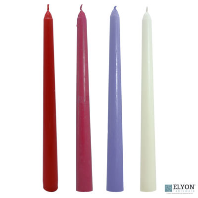 Taper Candles Assorted Picture of 24 Assorted Colored Unscented Wax Taper Candles, 8 Hour Burn Time