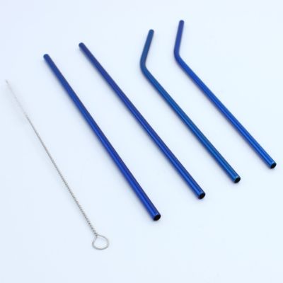 Blue Reflective Reusable Colored Straws Blue Reflective Reusable Colored Straws
