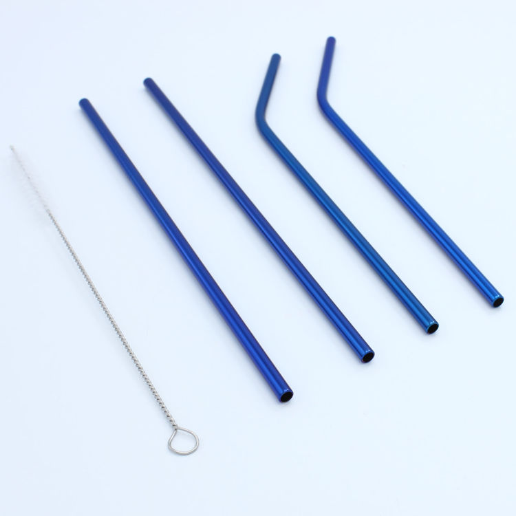Blue Reflective Reusable Colored Straws