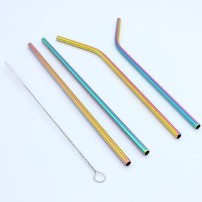 15-Piece Reusable Drinking Metal Straws Set Reflective Rainbow Colored Stainless Steel Eco Friendly 15-Piece Reusable Drinking Metal Straws Set Reflective Rainbow Colored Stainless Steel Eco Friendly