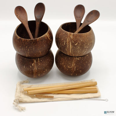 Large Handmade Natural Coconut Shell Cup Set	 Large Handmade Natural Coconut Shell Cup Set