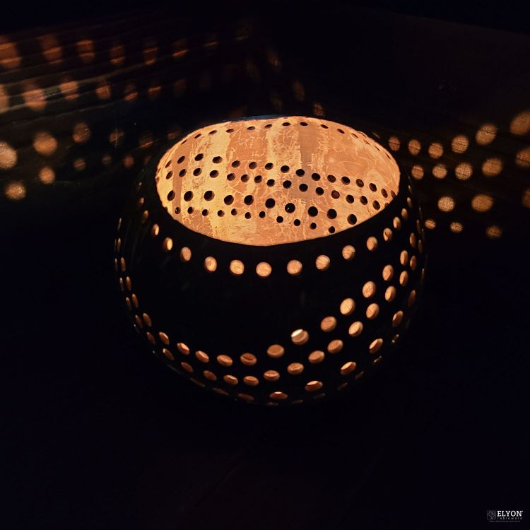 Large Handmade Natural Coconut Shell Tealight Candle Holders	