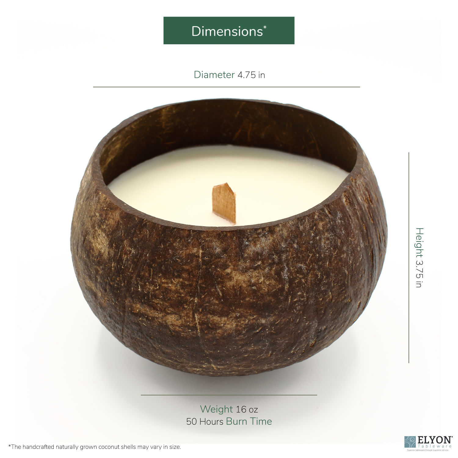 Handcrafted Natural Coconut Bowl Candle, Gift Set of 2 Large 16 oz