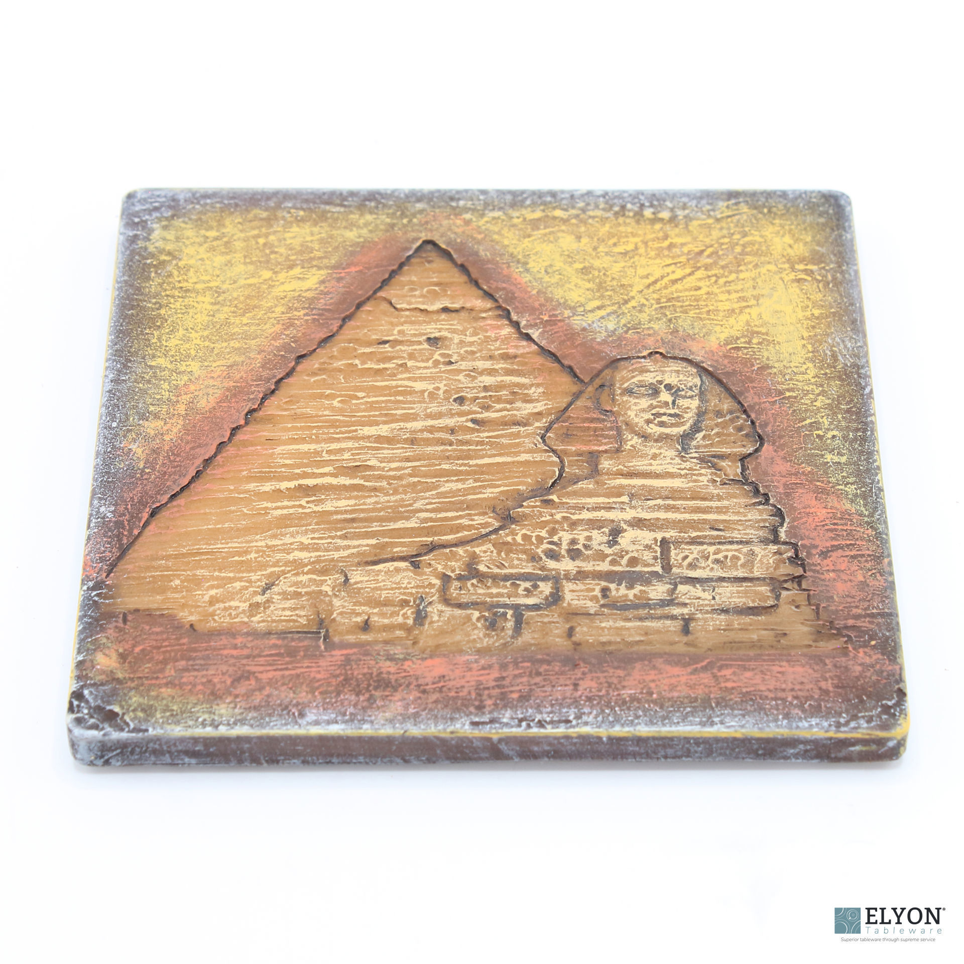 Hand Painted Resin 3D Egyptian Coaster Set, Stand with 4 Coasters, A